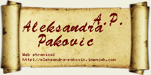 Aleksandra Paković vizit kartica